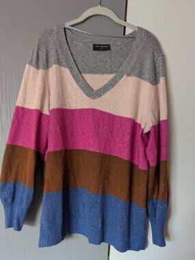 Lane Bryant Colorful V Neck Striped Sweater Size 18/20